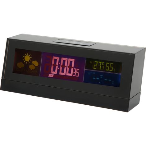 Horloge météo électronique, moniteur de prévisions météorologiques numériques avec affichage du calendrier et détecteur de température et d'humidité intérieures (1/5)