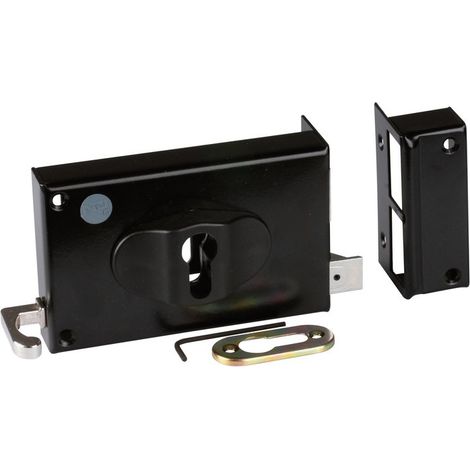 Serrure monopoint en applique noire droite à tirage – Clé I – Entraxe 52-70 mm – Coffre acier cambré peint – Série ND10 – Metalux Sas