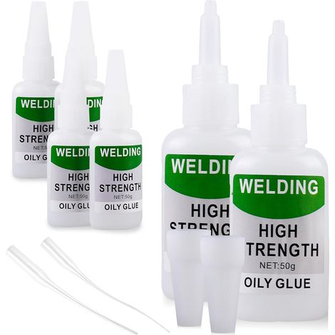Lot de 6 tubes de colle instantanée extra forte - colle imperméable - 50 g - Universelle - colle instantanée - Gel extra forte - Résistante à la chaleur - Pour plastique, verre, bois (1/5)