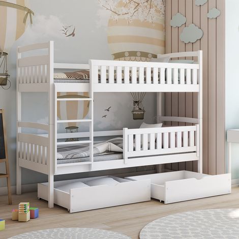Letto a castello Jules White 90x200, con base e cassettiera