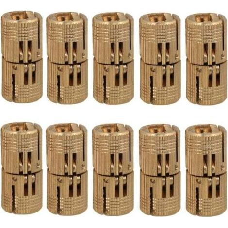 10 Pcs Charnières Cylindriques en Laiton, Caché Charnière Invisible Tonneau pour DIY Porte en Bois Armoire Caravane, 10 mm (1/4)