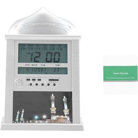 Horloge de prière islamique musulmane, alarme de prière Azan, horloge de Table numérique Azan, batterie argentée exclue (1/5)