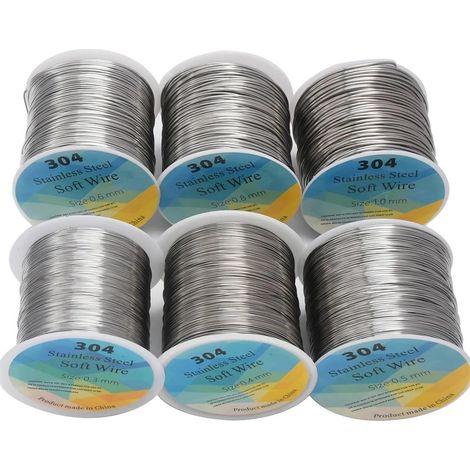 Fil artisanal en acier inoxydable - 18 AWG (1 mm d'épaisseur) - Fil assorti pour sculptures - Fil métallique flexible pour la fabrication du squelette de poupées, artisanat DIY (1/3)
