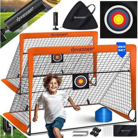 KESSER® Fußballtor Kinder Pop-Up 2er Set  Fußball-Tore Faltbar mit Glasfaserstangen & hochwertigen Tornetzen für Indoor, Outdoor & Garten  Orange