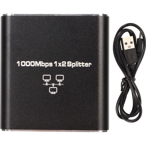 Séparateur Ethernet RJ45 1 vers 2 Ports en Alliage d'Aluminium Gigabit 1000Mbps Switch Réseau (1/5)