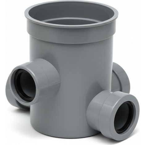 Pozzetto a 4 vie Ø100 mm con tappo di protezione uscita Ø50 mm per scarico a pavimento bampi si6560p7
