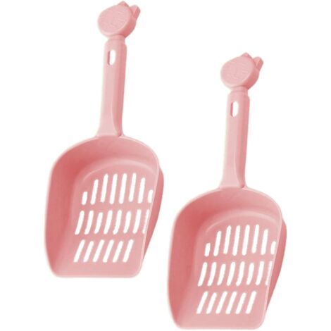 Un lot de 2 pelles à litière en plastique robustes et durables pour chats et chiens (roses). (1/5)