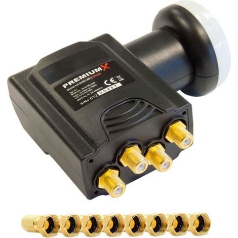 LNB Quad - PREMIUMX - Deluxe - 4 récepteurs - DVB-S2 - HD UHD 4K - 8 connecteurs F (1/4)