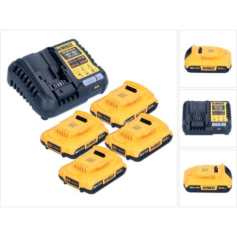 DeWalt DCB 1104 D4 Set de batería de arranque 12 V / 18 V 4x batería 2,0 Ah + cargador DCB 1104