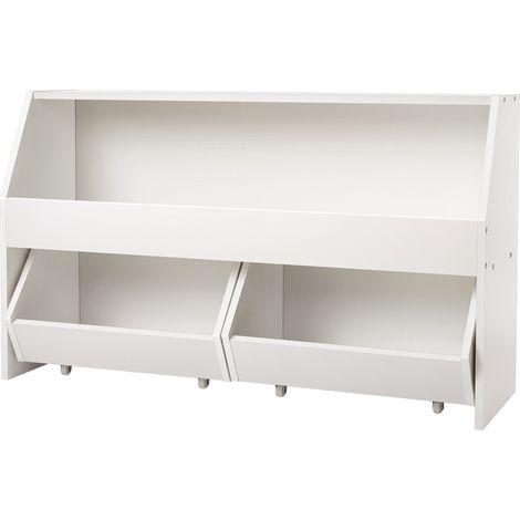 Mophorn Mobiletto di stoccaggio per giocattoli con contenitori, armadietto per bambini con 2 cassetti rimovibili, scaffale portaoggetti ideale per la camera da letto, colore bianco