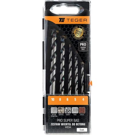 Juego de brocas para hormigón - widia PRO super BAS (5 piezas) / teger