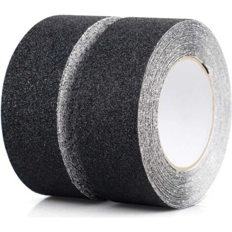 (5cm x 5m, Noir)2 Pack Ruban antidérapant, Bandes antidérapantes avec Ruban adhésif antidérapant pour escaliers, marches, revêtements de Sol, Ruban antidérapant Solide, Autocollant (1/5)