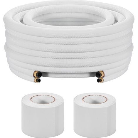 VEVOR Set di Tubi Mini Split da 30,5 m Tubo in Rame per Aria Condizionata con Diametro Esterno di 6,4 e 9,5 mm, Nastri di Fissaggio, per Mini Condizionatori Aria Split o Sistemi di Pompe di Calore