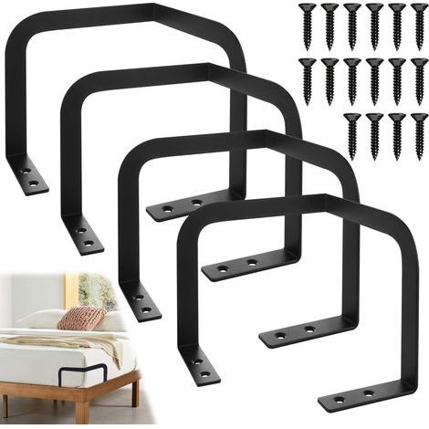 Lot de 4 raccords de matelas noirs - Antidérapants - Pour différents cadres de lit (1/5)