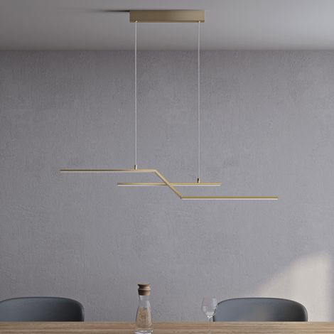 Pendelleuchte 105cm LED Hängelampe Linear design 3000K-6000K Verstellbares Kabel 24W Gold Hängeleuchte für Esszimmer Wohnzimmer Schlafzimmer