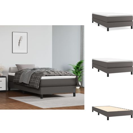 Cadre de lit sans matelas gris 90x200 cm similicuir - Cadre De Lit - Lit Double - Lit Gris - Similicuir - Meuble Chambre (1/5)