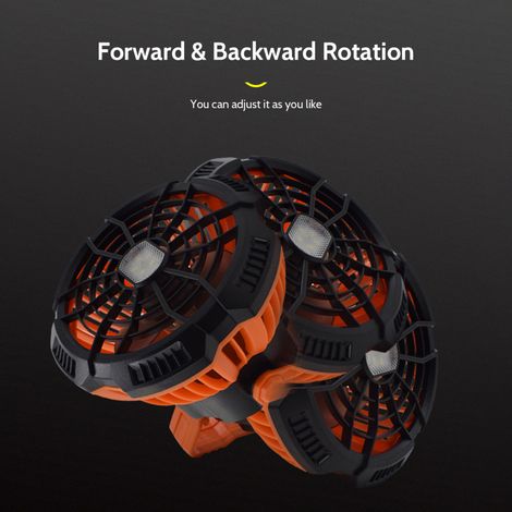Ventilateur portable d'extérieur X10 à trois vitesses réglables, rechargeable par USB, avec lumière LED et crochet de suspension, idéal pour le camping et les tentes. (1/5)