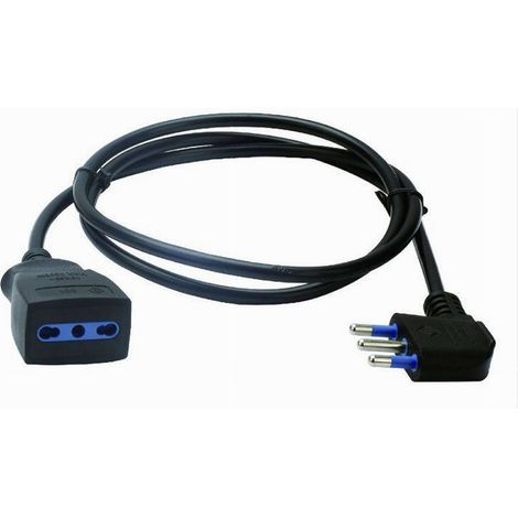 Trade Shop - LINEARES VERLÄNGERUNGSKABEL SCHWARZ 3 M STECKER 16A + 2-POLIGE BUCHSE 10/16A 2P+T 83282 - (1/4)