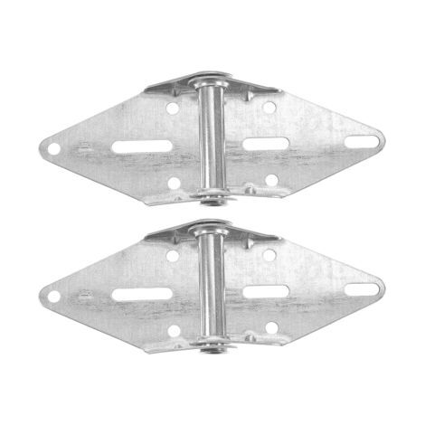 Un ensemble de deux charnières à ressort en fer argenté à fermeture automatique avec boulons de fixation, moulées avec précision, accessoires pour porte de garage. (1/5)