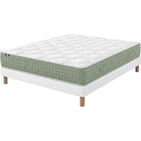 Ensemble matelas ressorts HYGGE sommier déco blanc 140x190cm