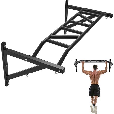 VEVOR Barre de traction murale, 1260 mm, barre de fitness multi-prise en main multifonctionnelle en acier robuste, charge de 200 kg, station deentrainement avec cintres, pour salle de sport a domicile