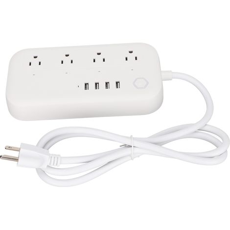 Prise intelligente 4 prises AC 4 ports USB charge rapide minuterie marche arrêt ABS protection surtension fiche US 100-240V (1/4)
