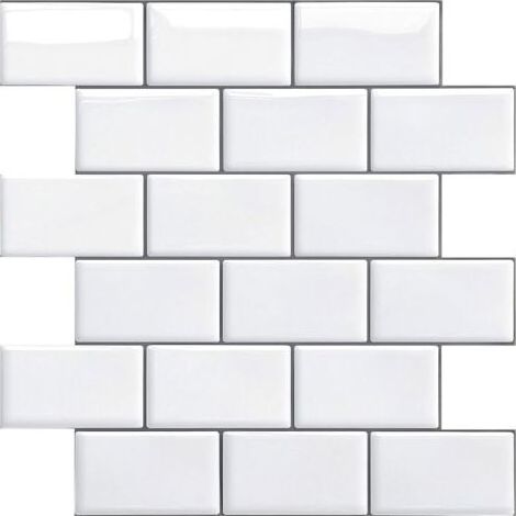 Credence Adhesive pour Cuisine Salle de Bain, Faux Carrelage Adhesif Mural Blanc Credence Cuisine Adhesive, ImperméAble Metro 3D Dalle PVC Adhesive Murale, 4 Pièces (Noir, 4 Sheets) (1/4)