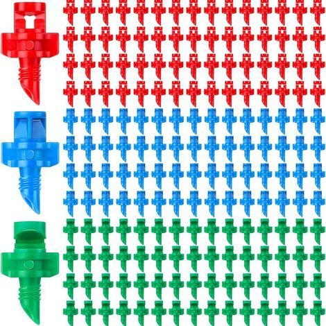 180 drip irrigation emitters, mini sprinkler heads, 90/180/360 degree adjustable spray, suitable for garden lawns, greenhouses and flower beds, irrigation components. (1/5)