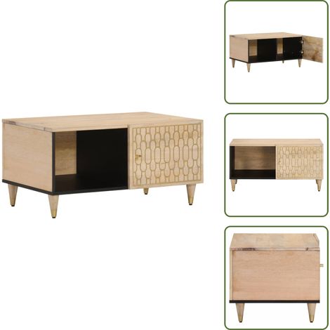 Table basse 80x50x40 cm bois de manguier massif - Table Basse - Table D'appoint - Mobilier Salon - Design Sculpté - Bois De Manguier (1/5)