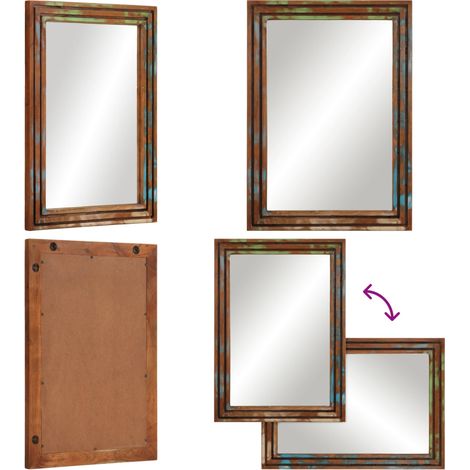 vidaXL Miroir salle de bain 50x70 cm bois massif d'acacia et verre