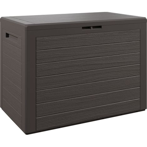 CASARIA® Baule da Giardino Effetto Legno Contenitore da esterno Box portacuscini Cassapanca per esterni Marrone