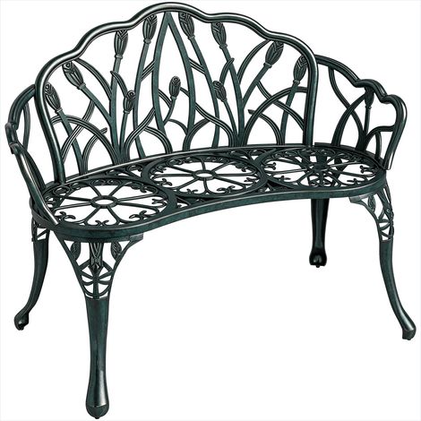 Banc de jardin Aluminium moulé 2 places avec dossier tulipe 99 x (1/5)