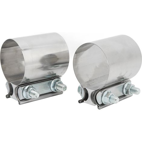 2 colliers de serrage d'échappement de 2,5 pouces, raccord bout à bout, en acier inoxydable 304, étanches, universels. (1/5)