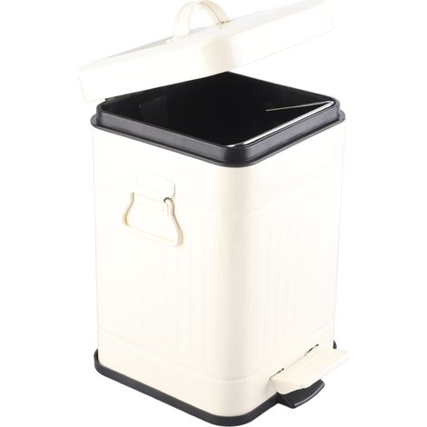 Poubelle américaine rétro à pédale avec couvercle, grande capacité (5 litres), de forme carrée et épaisse, idéale pour le salon, la cuisine ou la salle de bain. Modèle 5 litres. (1/5)