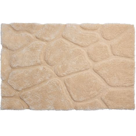 Tapis shaggy à poils longs en relief - 160 x 230 cm - Beige  foncé - PIETRA
