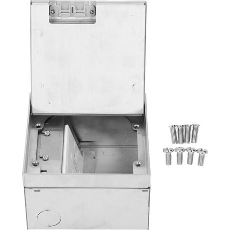 Prise de courant au sol, 2 prises AC, Ports de Type C, PC en acier inoxydable, boîte de sortie encastrée étanche (1/5)