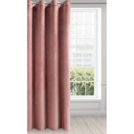 Rideau en Velours avec Oeillets - 1 Panneau, Traitement de Fenêtre Occultant, Rideaux pour Chambre, Cuisine, Salon, Doux, 140x250 cm, Rose Foncé (1/5)