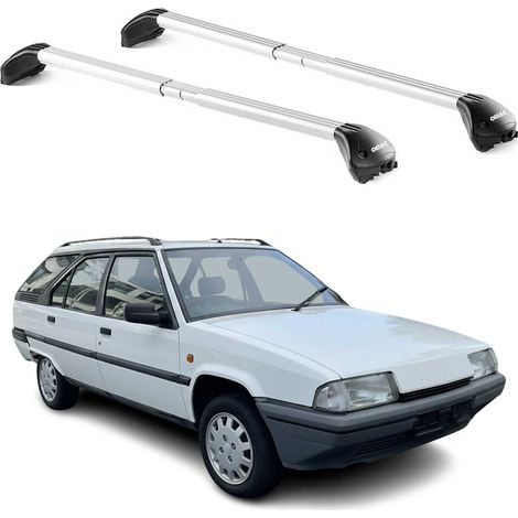 OMAC Barres de toit transversales certifiées TÜV pour Citroën BX Kombi 1982-1995 5 Portes – Verrouillables (4 antivols) – Charge max 100 kg – Sangle inox + protection caoutchouc Argent (1/4)