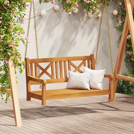 Garden Swing Bench Brown 119 x 35 x 47cm Solid Acacia wood vidaXL (1/5)