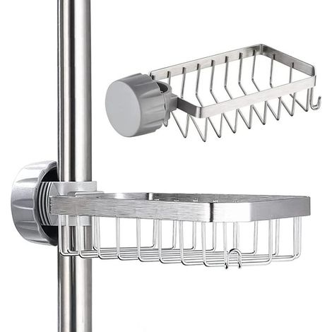 Porte-savon de douche en inox sans perçage – support suspendu pour shampoing et savon, fixation sur barre ou tringle de 20 à 32 mm (1/4)