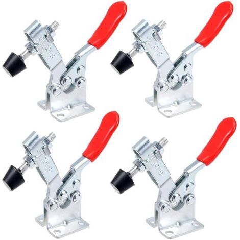 4pcs Pince à Genouillère, 201-B Sauterelle De Serrage Pince à Bascule en Métal Horizontal Sauterelle Serrage Barre de Dégagement, Capacité de Maintien Environ 90 kg, Antidérapant (1/5)