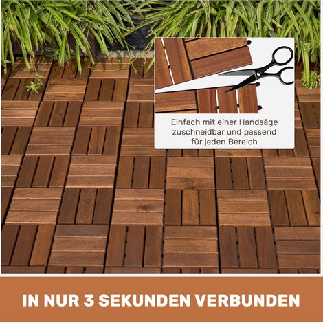 Carreaux de terrasse en acacia marron 30x30 cm, lot de 11 pièces, pour extérieur (1/5)
