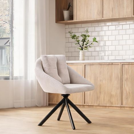 Lot de 4 chaises pivotantes en velours beige (1/5)
