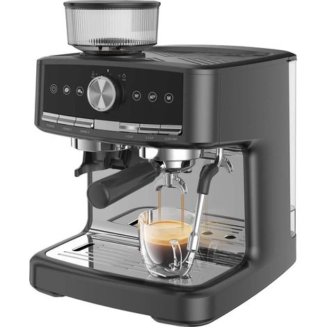 Macchina per caffè espresso, pressione della pompa 15 bar, potenza 1380–1550 W, serbatoio dell'acqua 1,5 l, portafiltro da 58 mm, 30 impostazioni di macinatura. (1/5)