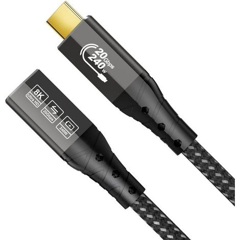 TRAHOO-Rallonge USB C 0,5m (Rallonge USB C 3.2, vidéo 8K@30Hz, 4K@60Hz/ 144Hz, PD3.1 240W 48V/5A), Cable USB-type C vers USB [J453] (1/5)