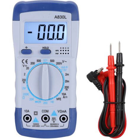 Multimètre numérique multifonctionnel à écran LCD portatif, détecteur de courant de tension AC DC, bleu blanc (1/5)