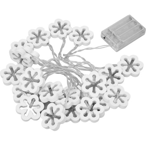 Guirlande lumineuse LED blanche de 3 mètres, 20 LED à lumière chaude, alimentée par piles, en forme de fleur de bois, idéale pour la décoration de la maison et des fêtes. (1/5)