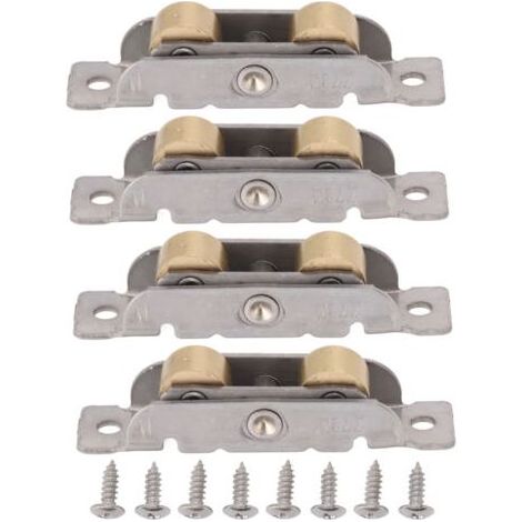 Ensemble de 4 roulettes pour porte-fenêtre coulissante, en acier inoxydable et cuivre, avec roulement à billes pour verre plat. (1/5)