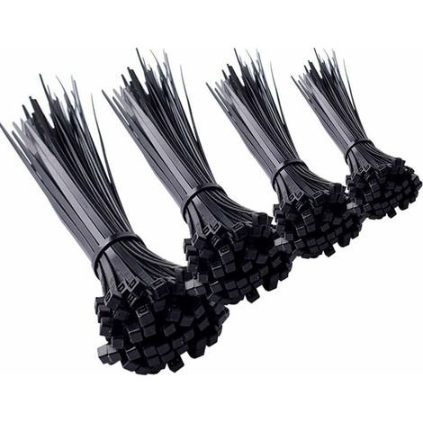 Lot de 500 attaches de câble, attaches de câble en nylon noir, pinces de gestion de câbles en plastique (1/5)