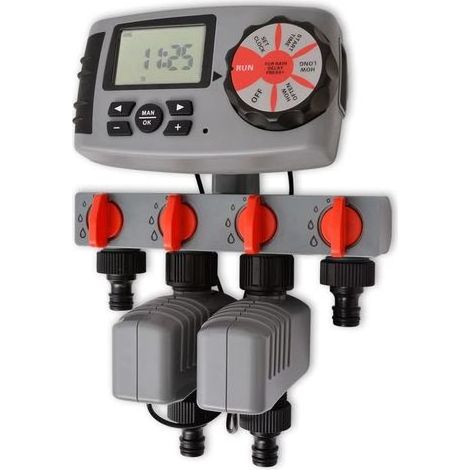 Automatischer 4-Wege-Bewässerungstimer aus korrosionsbeständigem ABS mit LCD-Anzeige und präziser Programmierung für Gärten (1/5)